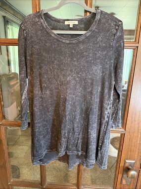 Jess & Jane Womens Gray Mineral Wash Long Sleeve Tunic Top M46-000 Size Medium